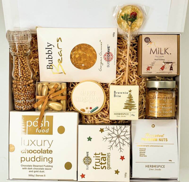 A Gold and White Christmas Gift Hamper All But One Gifts Corporate