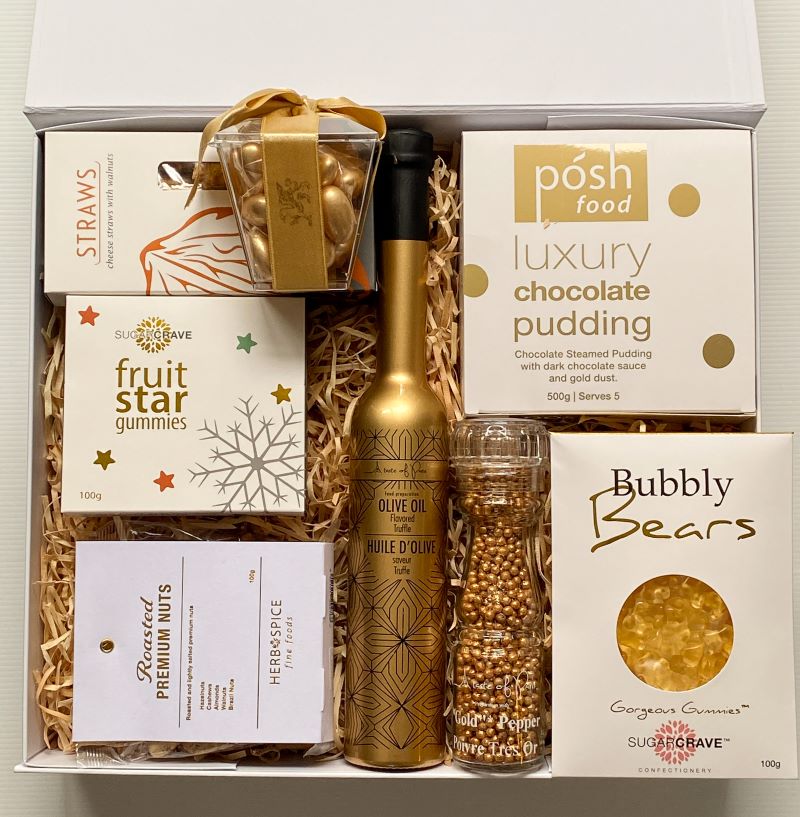 Gold and White Gift Hamper All But One Gifts Corporate Gift Boxes